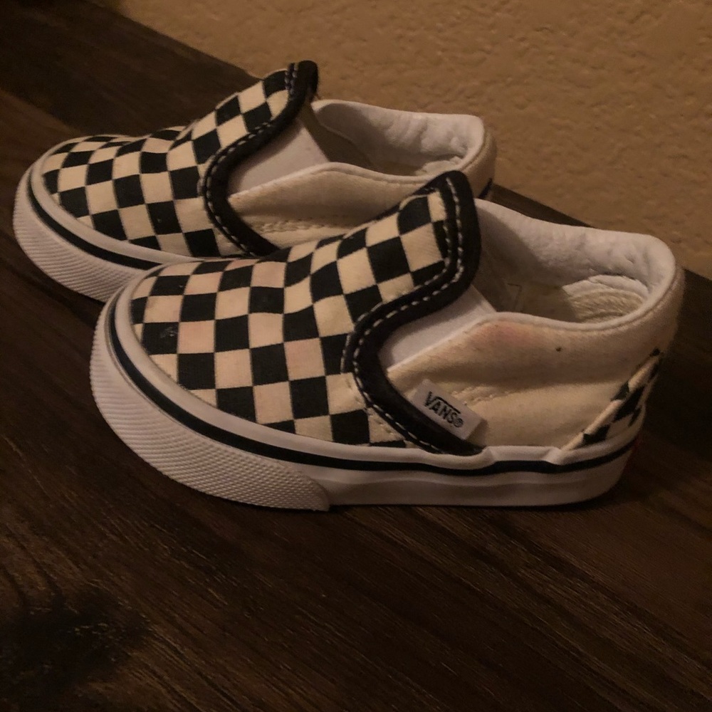 Checkered slip on vans